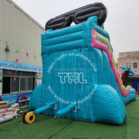 Parc aquatique amusant, château gonflable commercial en PVC, toboggan aquatique sec et humide gonflable pour la location de fêtes