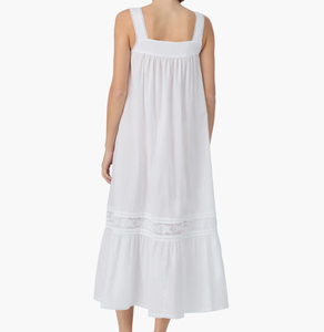 ชุดนอนผู้หญิงสำหรับฤดูร้อน แต่งผ้าลูกไม้กิปัวร์ ชายระบาย สีพื้น เอวสูง ผ้าฝ้าย ชุดเดรสยาวสำหรับใส่ไปชายหาด - Product Image 4