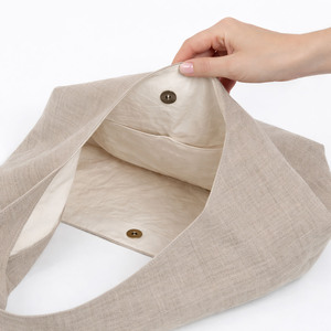 Sac hobo en lin naturel, design minimaliste d'inspiration japonaise, sac de courses, sac de plage, fabriqué en Thaïlande - Product Image 4