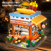 Ensemble de blocs de construction Street View Burger Shop avec lumière, briques d'assemblage DIY MOC, jouet pour la décoration de la maison, cadeau pour adolescents et adultes