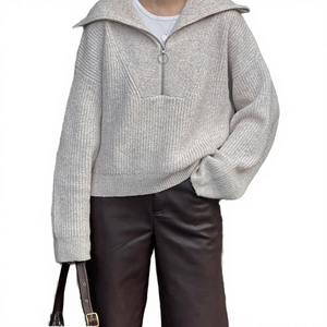 Cárdigan de Punto para Mujer, Otoño, Casual, Manga Larga, Lana/Poliéster, Antiencogimiento, Cuello Redondo, Botones al Frente, Color Sólido - Product Image 4