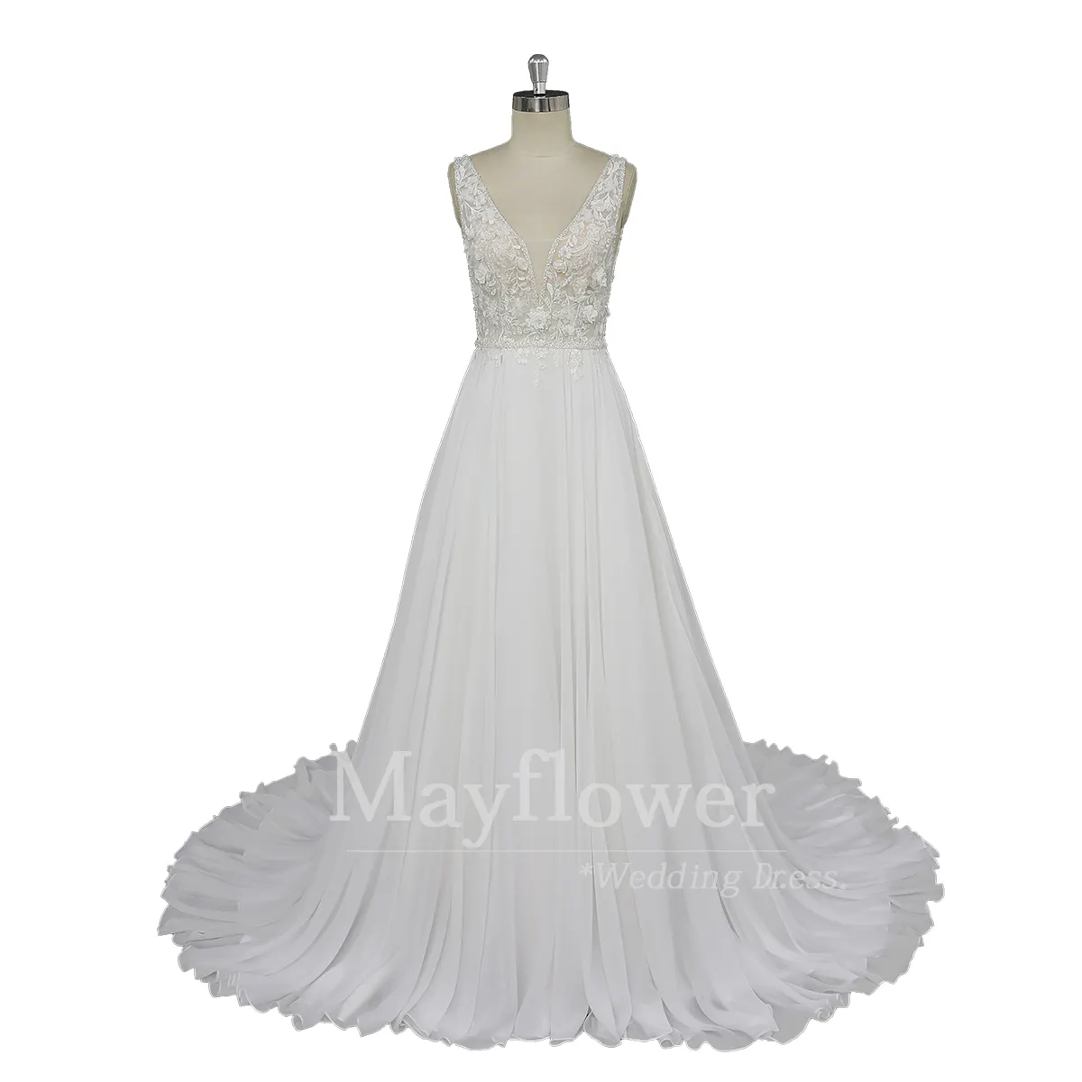 See through corset chiffon wedding gown pink 3d flowers lace wedding dresses