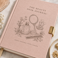 Carnet de beauté personnalisé LABON, couverture rose poudré, illustration imprimée, clip métallique, pages lignées, marque-page en ruban, soins personnels, OEM ODM