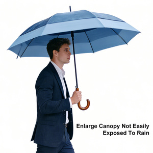 Paraguas de Golf de Lujo <span class=keywords><strong>con</strong></span> Mango de Madera, Doble Capa Resistente al Viento, Apertura Automática, Tamaño Grande, Personalizable <span class=keywords><strong>con</strong></span> Logotipo - Product Image 3