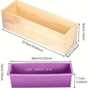 <b>Silicone</b> Rectangular Mold, Used for Soap Making and DIY Craft Supplies, with Wooden Box Bread Mold <b>Tool</b> - Product Image 5