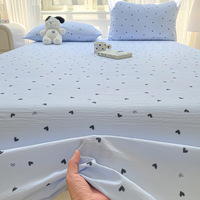 Parure de lit trois pièces personnalisable en gaze double couche brossée lavable pour dortoir étudiant, douce pour la peau