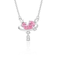 Collier pendentif Dan Jewelry pour femme en argent sterling 925 avec nœud papillon rose et zircone cubique 5A