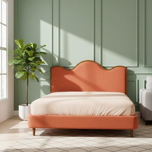 Lit de rangement en bois massif Selena, capitonné, style coquille Saint-Jacques, taille Queen/King, mobilier de chambre moderne au toucher doux et minimaliste - Product Image 6