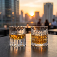 Ensemble de verres à whisky en cristal gaufré taillé au diamant 200 ml, gobelets transparents lourds faits à la main pour bar à domicile