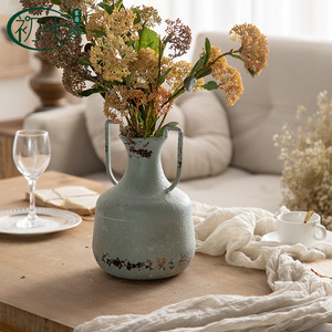 Industrial Metal <b>Vase</b> With Handle Floor <b>Standing</b> Decor For Wedding Home Entryway Flower Shop - Product Image 1