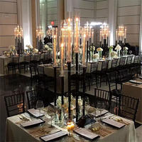 Candélabre vintage de luxe en fer noir à 5/6/7/9 bras, grand support de bougies, centre de table gothique pour mariage, décoration de fête et de maison
