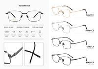 Monture de lunettes en titane pur anti-lumière bleue avec verres transparents, monture complète, personnalisable OEM/ODM, pour lunettes de vue myopie