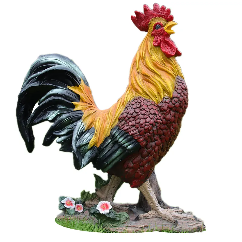 수탉 동상 수탉 동상 닭 유리 섬유 암탉 동상 장식 정원 장식
