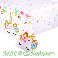 Nappe de table sur le thème de la licorne arc-en-ciel, écologique, blanche, pour fête d'anniversaire, décorations de table, fournitures de fête