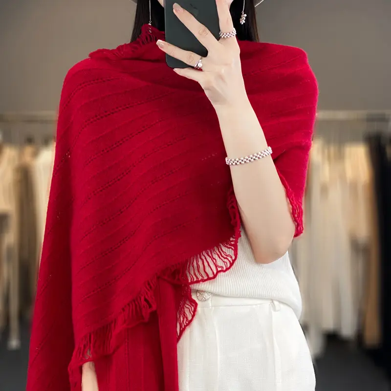 Y-Z caldo e morbido con nappine 100% in filato di lana da donna cardigan 2023 lavorato a maglia in cashmere da sposa scialle