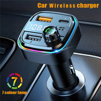 Lecteur MP3 de voiture, émetteur FM Bluetooth, double chargeur USB rapide pour voiture, appels mains libres, lumière ambiante LED colorée