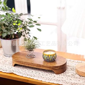 Solid Wood Bathroom Vanity Tray Rectangle Varnished Multifunction <b>Desktop</b> <b>Shelf</b> For Soap And Plants - Product Image 3