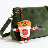 Porte-clés promotionnels personnalisés en peluche en forme de seau de lumpia, avec logo sur mesure, pour sacs à suspendre, avec drapeau intégré