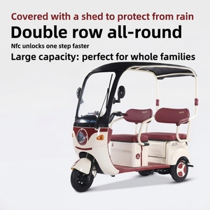 <span class=keywords><strong>Triciclo</strong></span> Eléctrico con Techo para Lluvia, Doble Fila de Asientos, Bicicleta Eléctrica para Recoger y Dejar Niños - Product Image 1