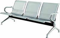 Chaise d'hôtesse de l'air, 3 sièges, chaise couleur argent, station de service, de bus, de métro ou de train