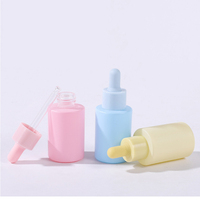Flacon hydro en verre de 30ml, forme cylindrique à épaules plates, blanc, rose, bleu, violet, pour le soin de la peau