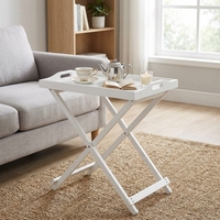 Grands plateaux de service pliants en bois et table ottomanes personnalisés avec finition laquée, design classique, pour la cuisine et la salle de bain