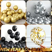 Perlengkapan Dekorasi Pesta Tahun Baru Balon Arch Kit Hitam Emas Perak 128Pcs Perlengkapan Dekorasi Pesta Tahun Baru Balon Arch Kit
