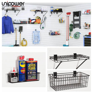 Unipower Wall Mounted <b>Storage</b> <b>Basket</b> Rack Black Durable Metal For Garage Workshop Organization - Product Image 1