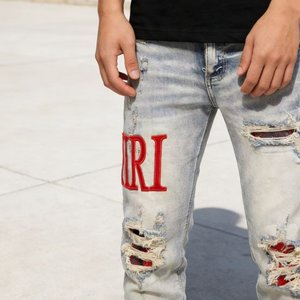 Jeans pour hommes Streetwear Rock <span class=keywords><strong>Revival</strong></span>, design personnalisé, effet peinture pulvérisée, skinny, graffiti, évasé, tie-dye, déchiré, délavé, avec LOGO - Product Image 3