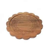 Organisateur rotatif Lazy Susan en bois d'acacia de la série Natural House Scalloped pour armoire et comptoir de cuisine, idéal pour les épices, les aliments et les garde-manger