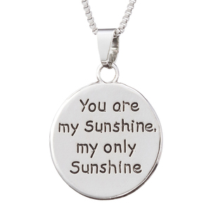 Collana con Ciondolo in Lega di Zinco Placcato Argento, <span class=keywords><strong>Gioielli</strong></span> alla Moda con Disco Bifacciale Inciso con Scritta 'You Are My Sunshine' e Faccina Sorridente - Product Image 2