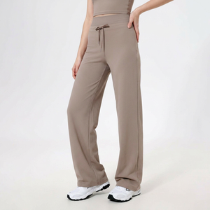 Wholesale <b>Women</b> Drawstring High Waist Wide Leg Yoga <b>Trousers</b> Soft Flowy <b>Stretch</b> Full Length Casual Gym Fitness Sports Pants - Product Image 1