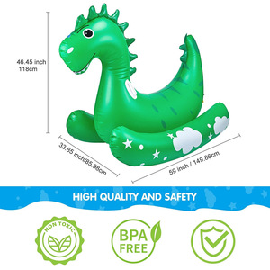 Inflatable Dinosaur Water Sprayer 150x118x86cm Outdoor Lawn Ride On Toy For Kids Green PVC Float - Product Image 5