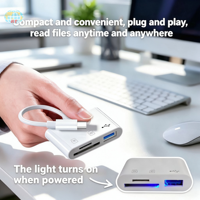 Lecteur de carte OTG 3 en 1, adaptateur de Type C, lecteur de carte mémoire SD/TF, connecteur d'interface USB, adaptateur de téléphone externe multifonction