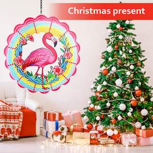 Flamingo Metall Wind Spinner hängen Garten 12 Zoll 3D kinetische Skulptur für Weihnachten <span class=keywords><strong>Outdoor</strong></span>-Dekor <span class=keywords><strong>House</strong></span> Yard Dekorationen - Product Image 2
