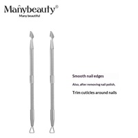 Pousse-ongles en acier à double tête, coffret pour le nettoyage, l'élimination du vernis et les soins des cuticules - Outil de manucure essentiel