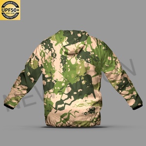 เสื้อแจ็คเก็ตกันลมมีฮู้ดลายพรางคุณภาพสูงสั่งทำพิเศษสำหรับขายส่ง ป้องกันรังสียูวี 50+ น้ำหนักเบา เสื้อคลุมกีฬาสำหรับผู้ชาย - Product Image 4