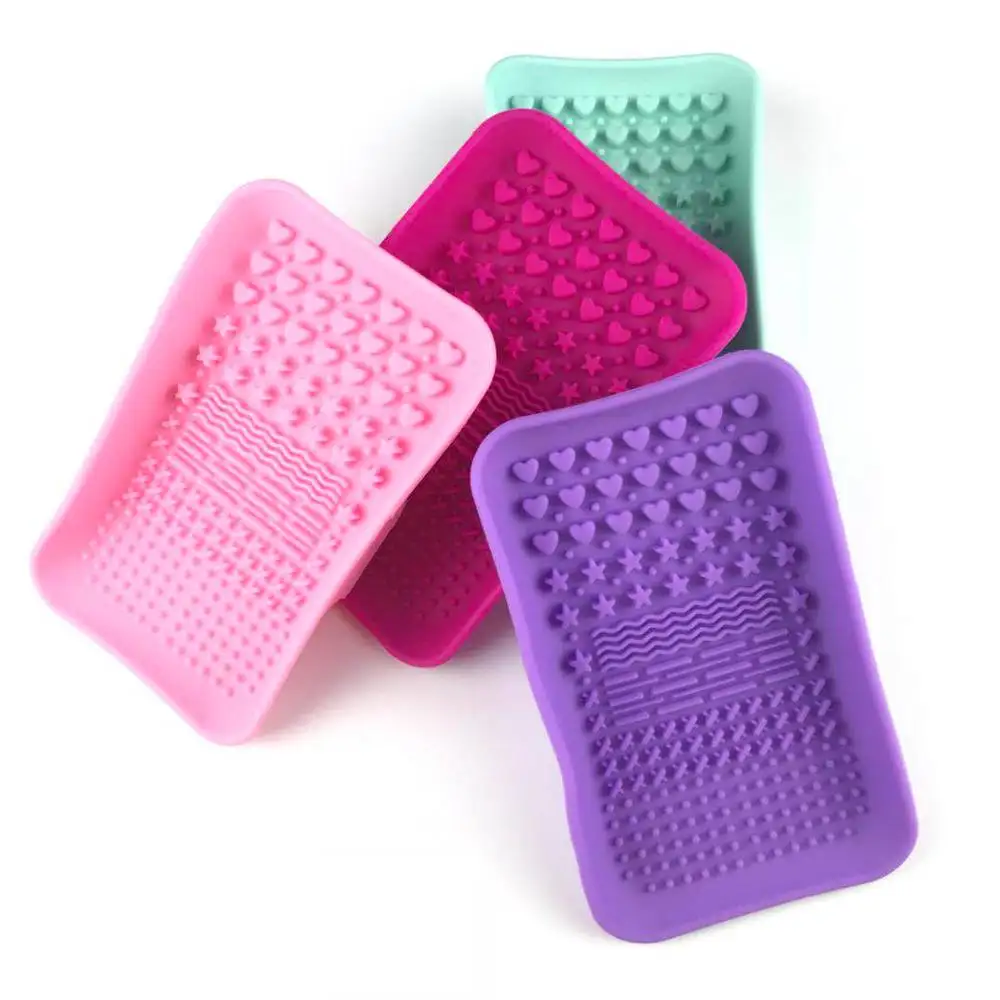 Hot selling High quality Silicone Makeup Brush Cleaner Mat Washing Tools Cosmetic Make up Brushes Rectangle Pad Scrubber Board