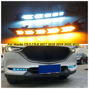 2 Piezas para Mazda CX-5 CX5 2017 2018 2019 2020 <span class=keywords><strong>2021</strong></span>, Luces LED de Circulación Diurna DRL de 12V, Función de Señal de Giro Amarilla, Blanca y Azul - Product Image 1