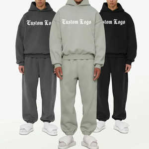 All'ingrosso logo personalizzato <span class=keywords><strong>2</strong></span> pezzi blu scuro/chiaro Set felpa con cappuccio per gli uomini felpe e jogger Set per gli uomini felpa con cappuccio Unisex - Product Image 1
