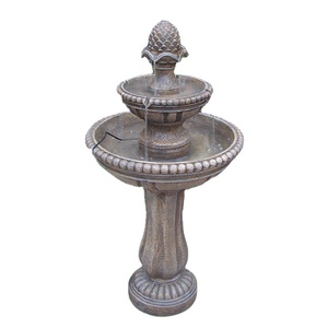 <span class=keywords><strong>Fontaine</strong></span> d'eau de jardin sphérique moderne, cascade sur piédestal à 2 niveaux aspect <span class=keywords><strong>pierre</strong></span> avec éclairage LED, bain d'oiseaux extérieur contemporain en résine - Product Image 5