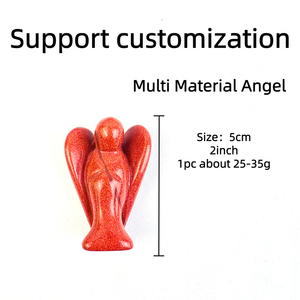 Decoraciones de Cristal al por Mayor, Tallados Artesanales, Cuarzo Rosa, Piedra de Sangre de Dragón, Jaspe Rojo, Ángel Multimaterial para Colección - Product Image 5