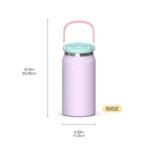 50oz Water Tumbler With Handle and Straw Lid Leak-proof Reusable BPA Free Stainless Steel Insulated Travel Tumbler - Product Image 4