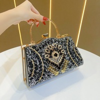 2026 Vintage Dames Handtassen met Strass Steentjes, Glinsterende Kristallen Clutch, Glitterende Holle Bruids- en Avondtas, Dames Handtas met Ketting voor Gala's