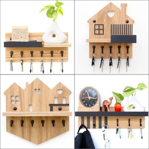 <span class=keywords><strong>Porte</strong></span>-clés <span class=keywords><strong>mural</strong></span> en bois en forme de <span class=keywords><strong>maison</strong></span> personnalisé, sans perçage, étagère de rangement d'entrée pour salon - Product Image 5
