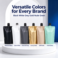 Pochette souple personnalisée avec bec verseur, haute barrière, toucher doux, anti-fuite, rechargeable, pour emballage de liquides cosmétiques avec bouchon