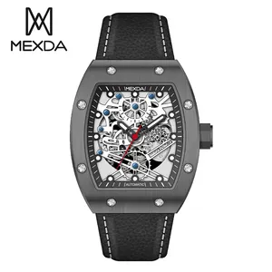 Mexda高級ルミナスステンレススチール防水自動スケルトンメカニカル腕時計男性用オリジナル