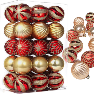 Adornos Navideños de Plástico G.M.DEHQANI and SONS, Juego de 16 Piezas de 8 cm, Decoración Redonda Colgante con Serigrafía - Product Image 1