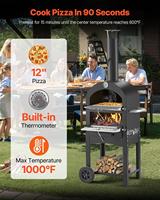 Four à pizza au bois pour l'extérieur, avec 2 roues amovibles, idéal pour la cuisson et la grillade (vente en gros)