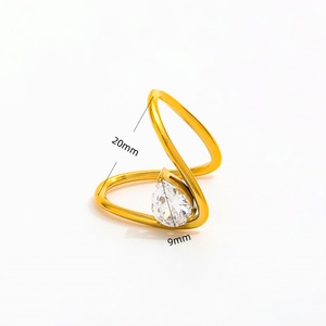 Joolim High End 18K Gold Plated Stainless Steel Geometric <strong>Profiled</strong> Curve Lines Zirconia <strong>Rings</strong> for Women Finger <strong>Ring</strong> Wholesale - Product Image 2